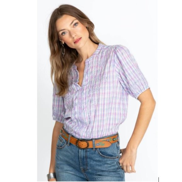 Malo Puff Sleeve Embroidered Butterfly Blouse from Johnny Was - Size Small - NWT - Picture 2 of 12
